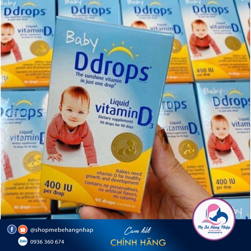 Baby Ddrops Vitamin D3 ddrop cho trẻ sơ sinh - 90 giọt Mỹ