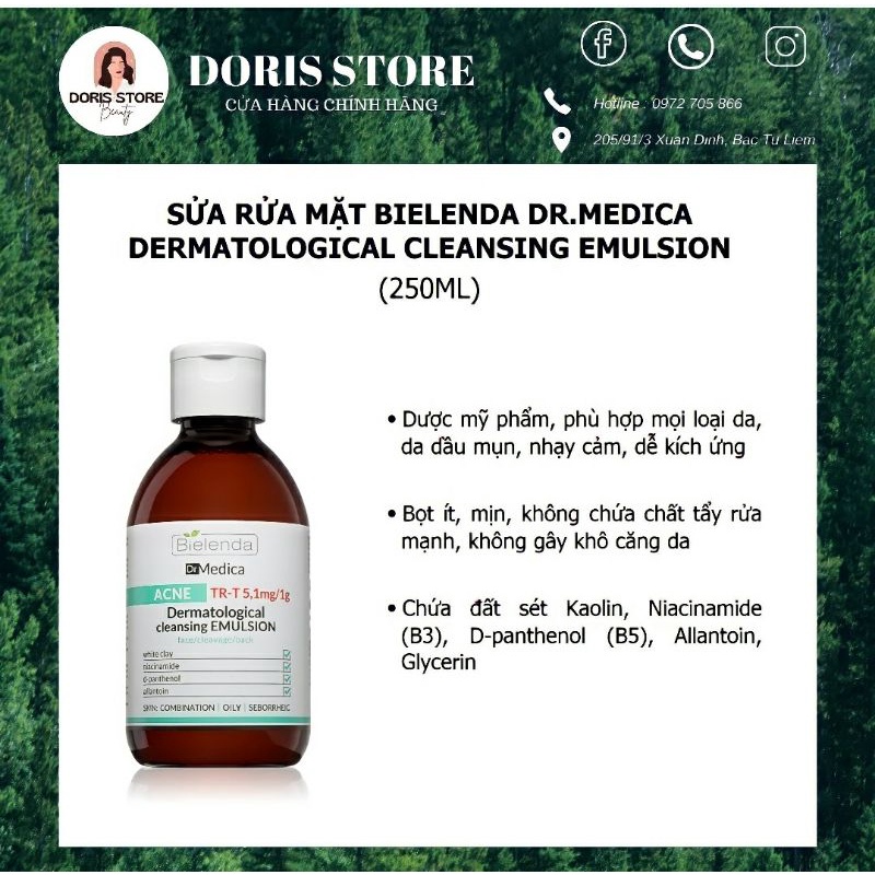 Sữa rửa mặt Bielenda Dr Medica cho da mụn