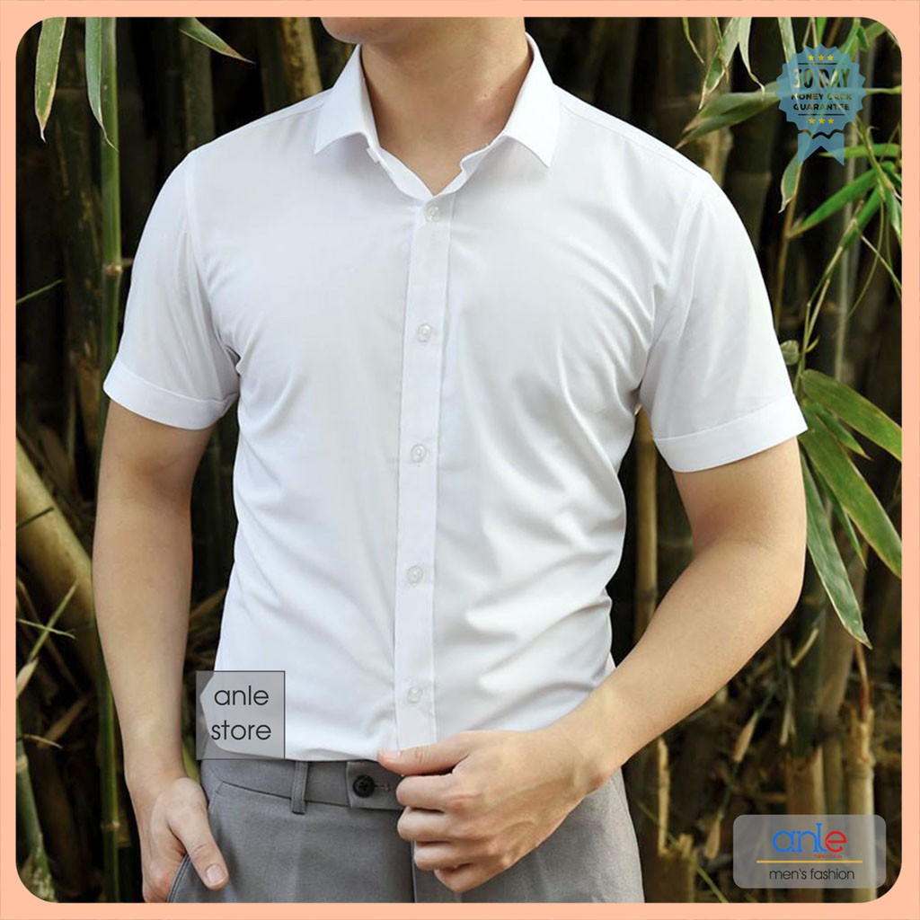 Áo sơ mi nam Công sở LOUIS cao cấp cộc tay Cotton lụa xuất khẩu form Slimfit Hàn Quốc hàng hiệu - Anle Store | BigBuy360 - bigbuy360.vn