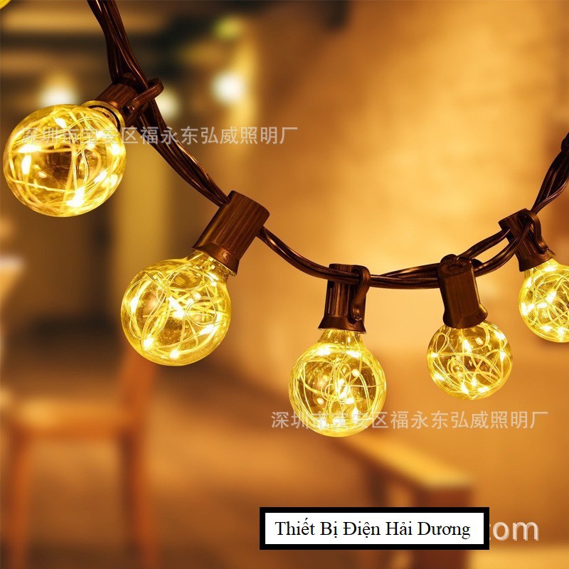 Bộ Dây Đui Trang Trí Bóng Led Đom Đóm G40 25 Bóng 10m Chống Nước (Kèm Bóng)