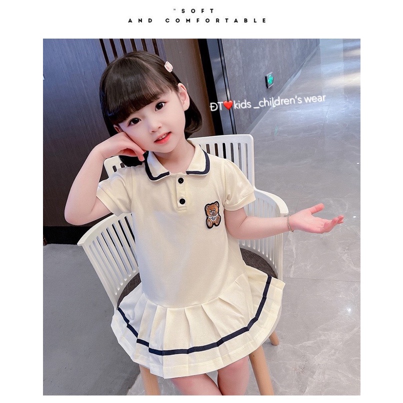 Váy Cotton viền đen cho bé gái