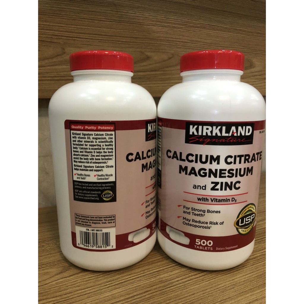 Calcium Citrate Magnesium and Zinc Kirkland 500mg - 500 viên - Bổ sung canxi