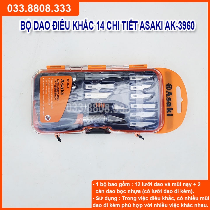 BỘ CHIẾT GHÉP CÂY 14 LƯỠI VÀ 2 CÁN ASAKI CAM -DỤNG CỤ LÀM VƯỜN