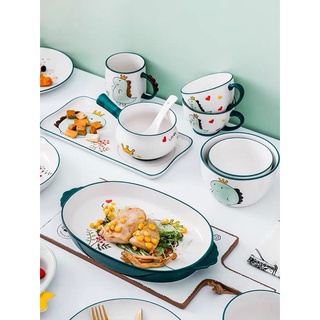 Set bát đĩa khủng long cao cấp