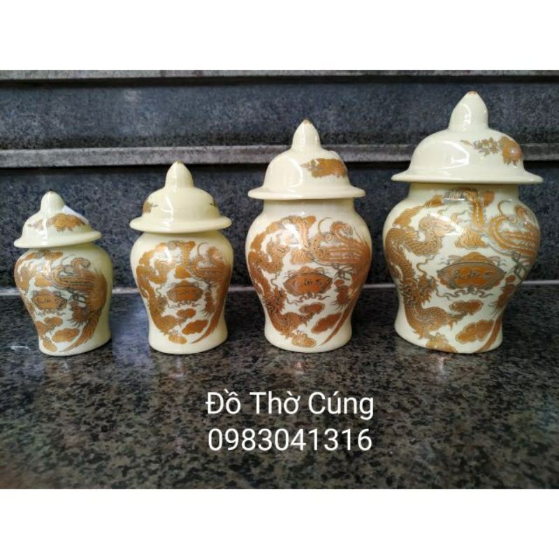 Chóe đựng muối gạo thờ cúng men vàng kim bát tràng hàng loại 1