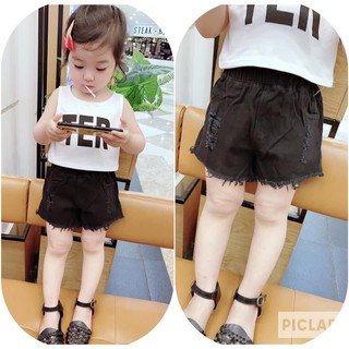 Quần Sooc Jean Cho Bé Gái  (Jean Mềm Size nhí 6-18kg)
