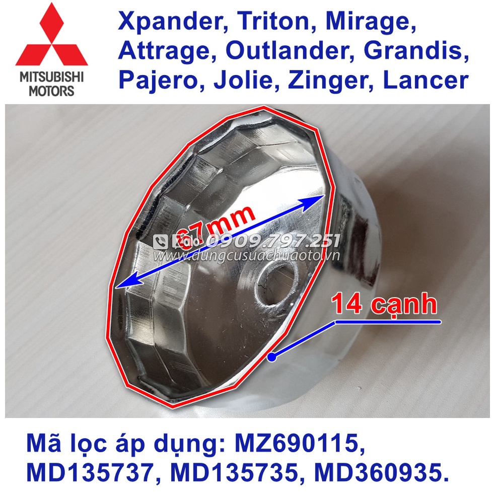 Cảo mở lọc nhớt xe Mitsubishi Mirage, Attrage, Xpander, Outlander, Zinger, Jolie