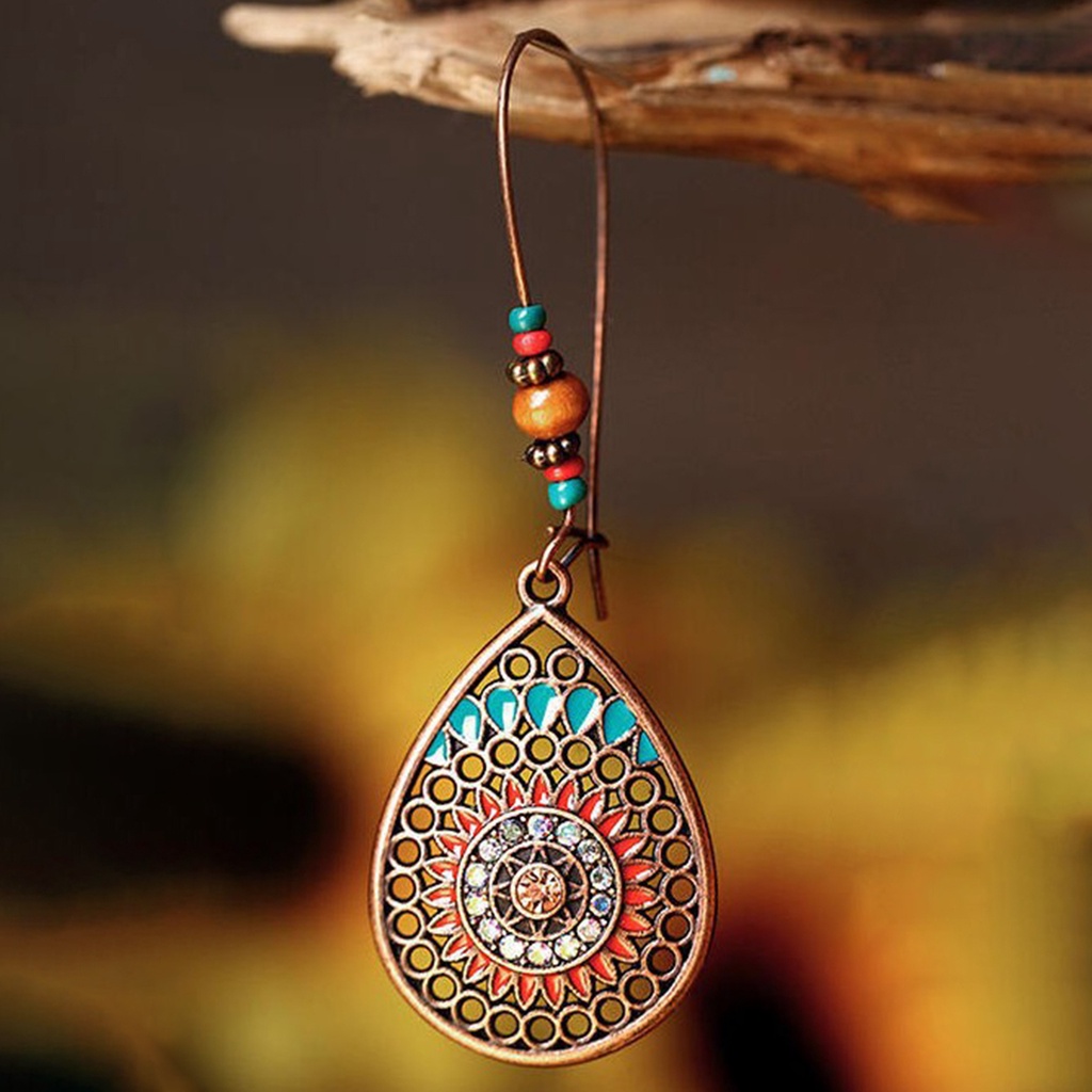 Hoa tai dáng dài đính hạt chất liệu hợp kim không gỉ thời trang cho nữ