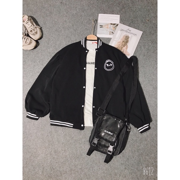 [BÁN SỈ] Áo Khoác BOMBER Hình Mặt Người Ngộ Nghỉnh Chất Nỉ Ngoại Phom UNISEX