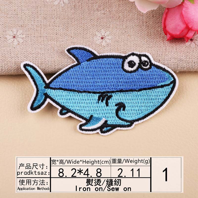 Sticker Ủi Thêu Hình Cá Mập