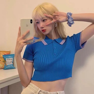 Áo len croptop cổ đức viền màu 5935 Ulzzang style🌸 Hàng Quảng Châu