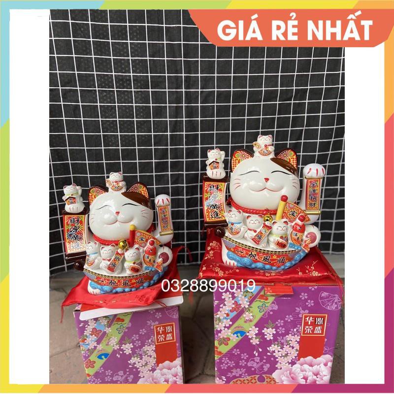 MÈO THẦN TÀI MAY MẮN thuận buồm xuôi gió vẫy tay chiêu tài bằng gốm sứ cao cấp