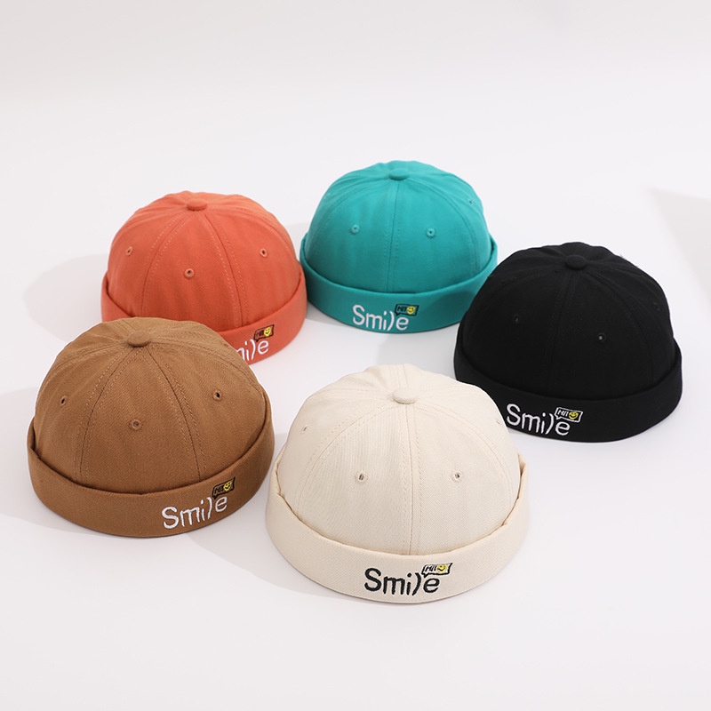 Mũ Beanie Thêu Hình Mặt Cười Dễ Thương Phong Cách Hip hop Thời Trang Cho Trẻ Em