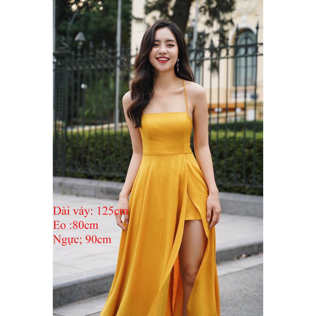 Đầm maxi dây chéo lưng có cúp ngực xẻ tà( Hình chụp 💯) | BigBuy360 - bigbuy360.vn