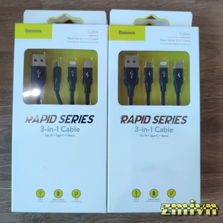 Cáp sạc nhanh Baseus 3 đầu-Type C-Micro USB