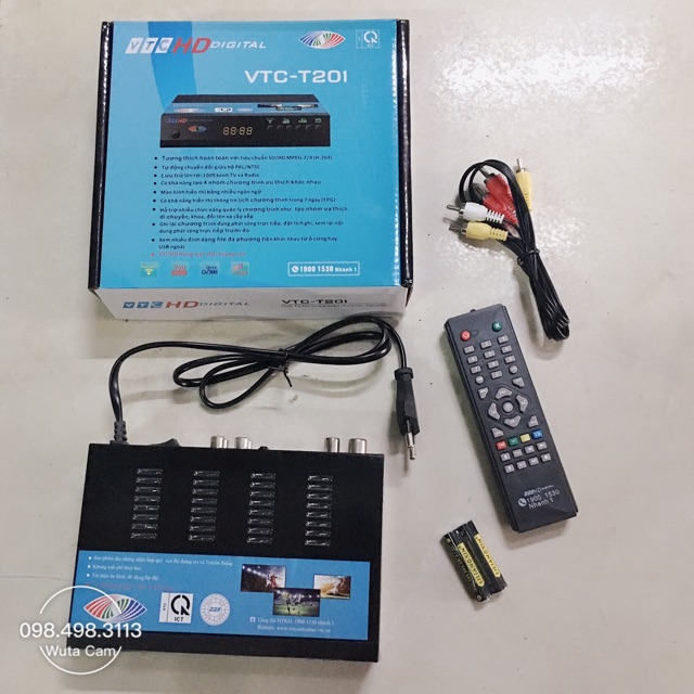 Đầu thu Kỹ thuật số DVB T2 VTC T201, xem truyền hình miễn phí trọn đời ( Tặng Kèm Bộ AngTen 15m Dây )