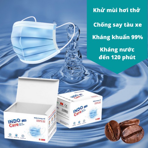 |CHÍNH HÃNG| [COMBO3 Hộp Khẩu Trang Y Tế Tinh Dầu CAM NGỌT/SẢ CHANH/CAFE ] Khử Mùi Hơi Thở/ Chống Say Tàu Xe |INDOCARE|