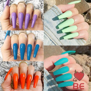 YADORNOS Set 24 Móng Tay Giả Trơn Siêu Dài Chống Nước Có 5 Kiểu Kèm Keo Dán