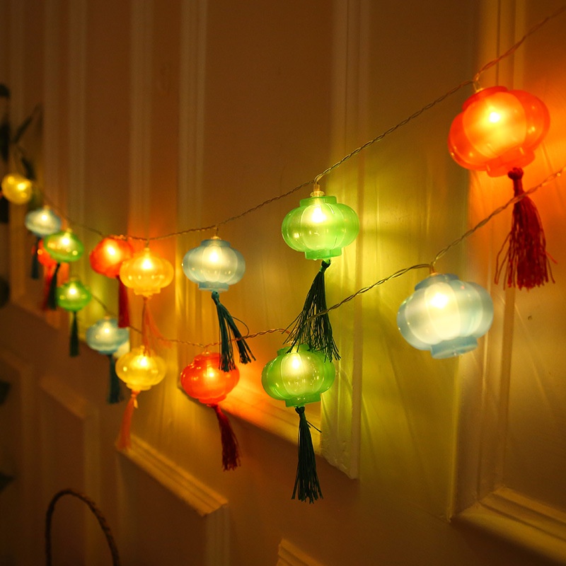 Dây đèn lồng 10 LED dài 2m sử dụng pin dùng trang trí năm mới