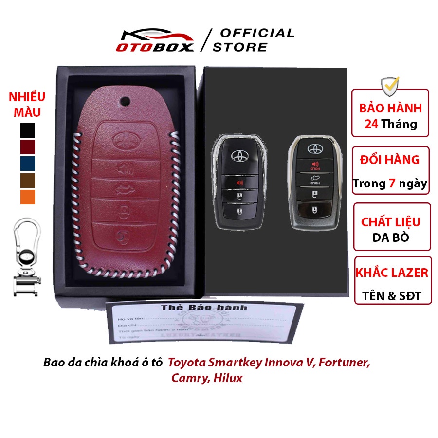 Bao da chìa khoá ô tô toyota smartkey camry, fortuner, innova, hilux, bọc chìa khoá ô tô da cao cấp bảo vệ chống xước