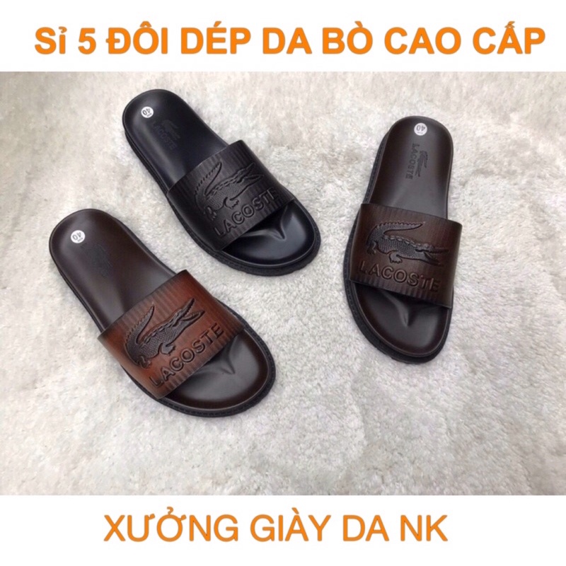 Dép da bò cao cấp SỈ DÉP 5ĐÔI -Đế 100% cao su mềm không đau chân tại Xưởng NK