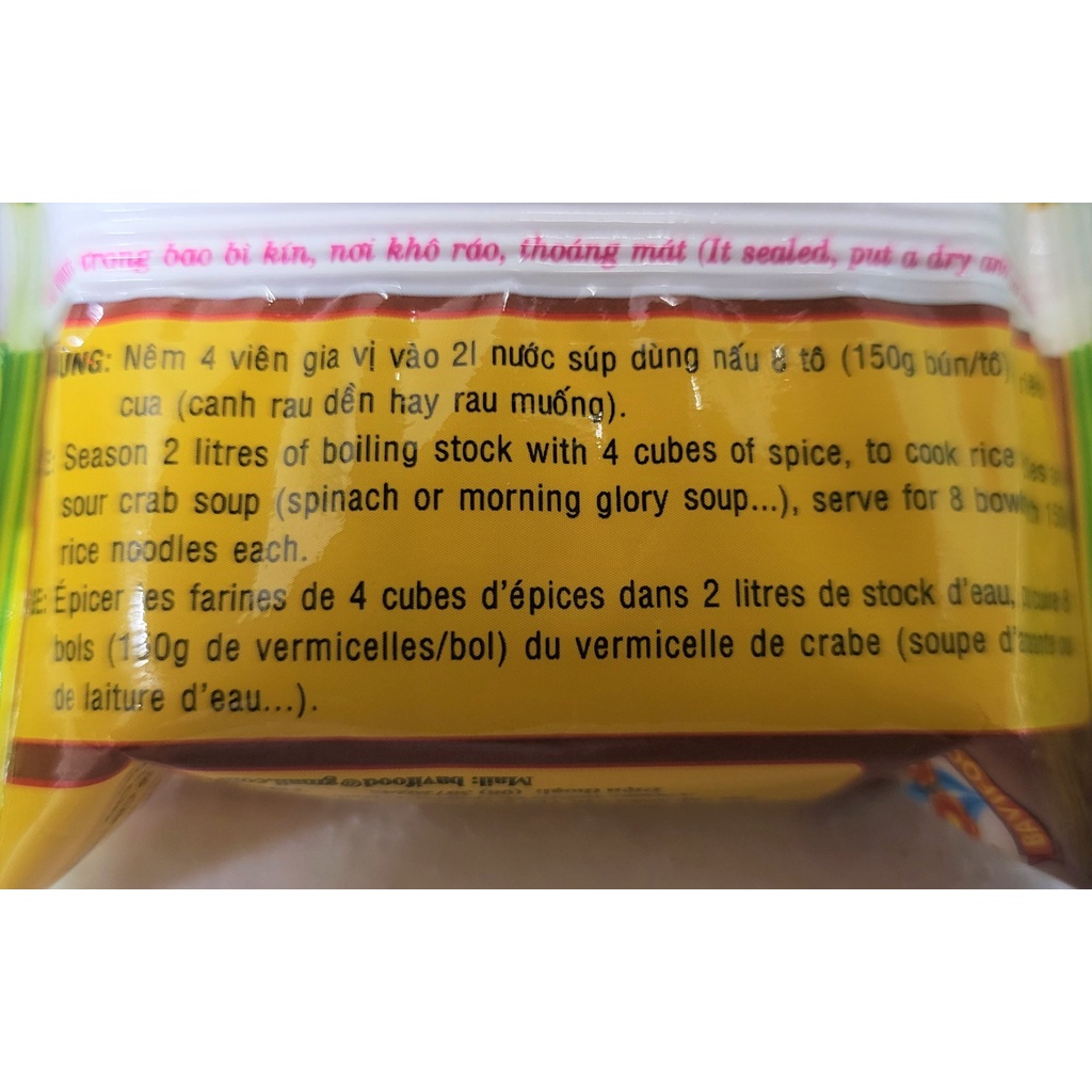 (Gói 75g – BÚN RIÊU CUA) VIÊN GIA VỊ NẤU ĂN [VN] BAVIFOOD Sour Crab Noodles Seasoning Cubes