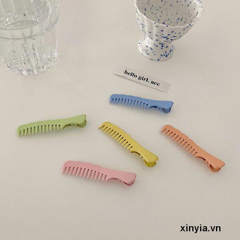 Kẹp tóc hình chiếc lược màu sắc ngọt ngào dễ thương phong cách Hàn Quốc dành cho nữ