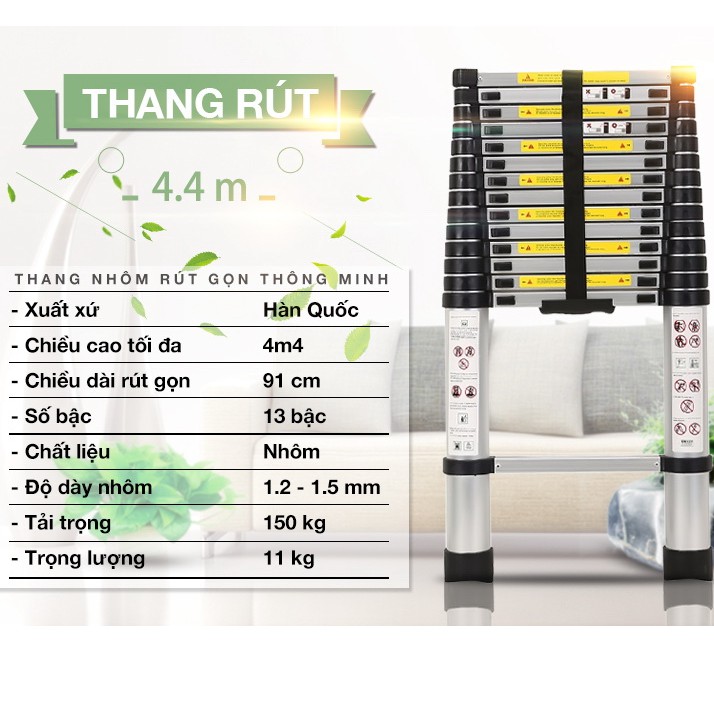 Thang Rút 4 mét 4 Busan Hàn Quốc nhôm co 6030 ảnh thực tế bảo hành 24 tháng hotline :0352604431