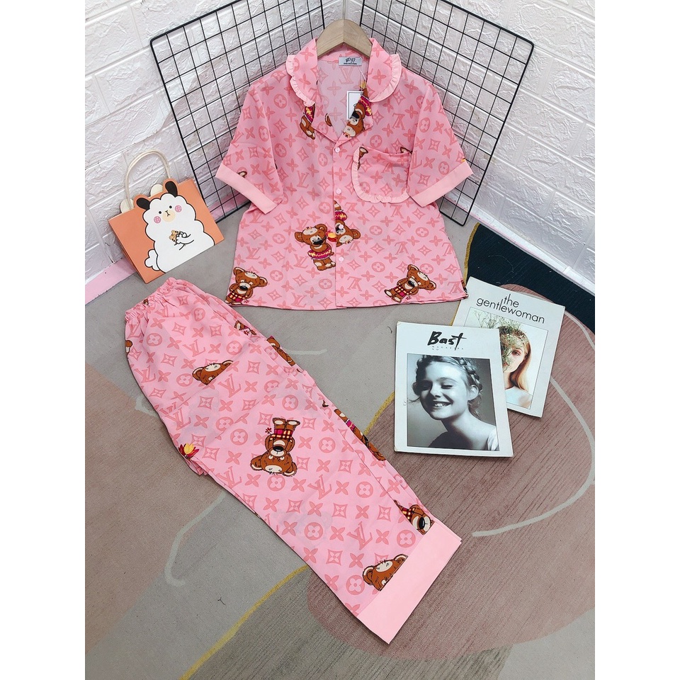 Sét đồ bộ pijama nữ tay ngắn quần dài chất liệu cao cấp lụa mango, lụa latin, lụa xịn chuẩn loại một hot nhất hiện nay