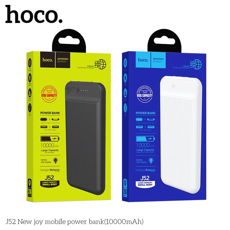 [CHÍNH HÃNG] Sạc Dự Phòng Hoco J52 Bản Nâng Cấp ✔10000mAh ✔Siêu Mỏng ✔️ Sạc 2 Thiết Bị Cùng Lúc