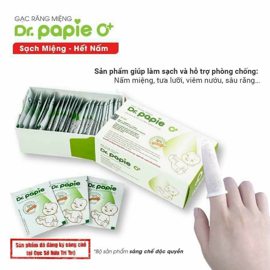 Gạc rơ lưỡi Dr Papie vệ sinh răng miệng / Rơ lưỡi Dr Papie cho bé (30 gói)