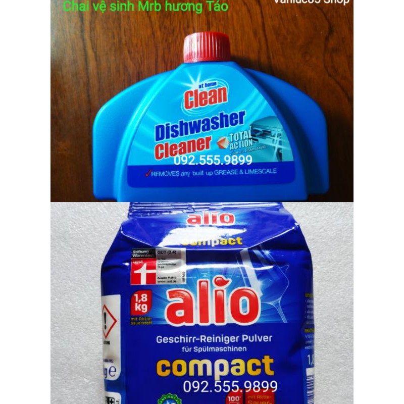 Combo bột rửa bát Alio 1,8kg và chai vệ sinh Mrb