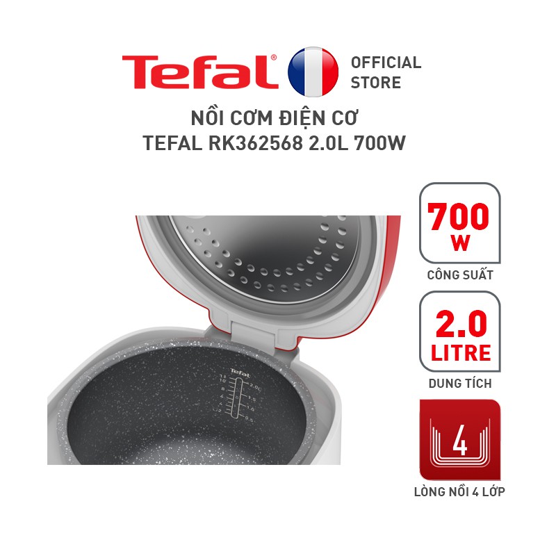 [Mã ELTF12 giảm 10% đơn 500K] Nồi cơm điện cơ Tefal RK362568 - 2L, 700W