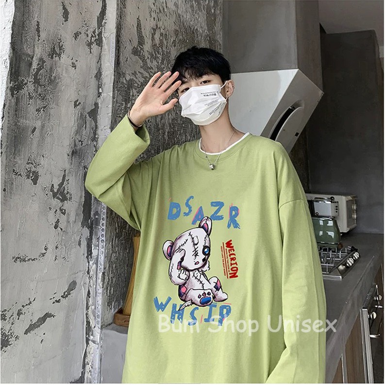 Áo Thun Unisex Tay Dài Freesize - TTD33 Gấu DSAZR - Chất Cotton Dày Dạn - Form Rộng < 75kg - 4 Màu Cực Chất | BigBuy360 - bigbuy360.vn