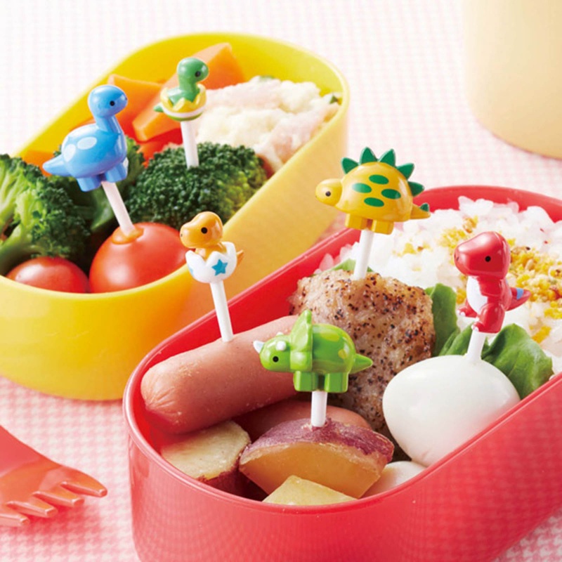 ✿ Bộ 6 Nĩa Ăn Trái Cây Hình Khủng Long Hoạt Hình Dễ Thương