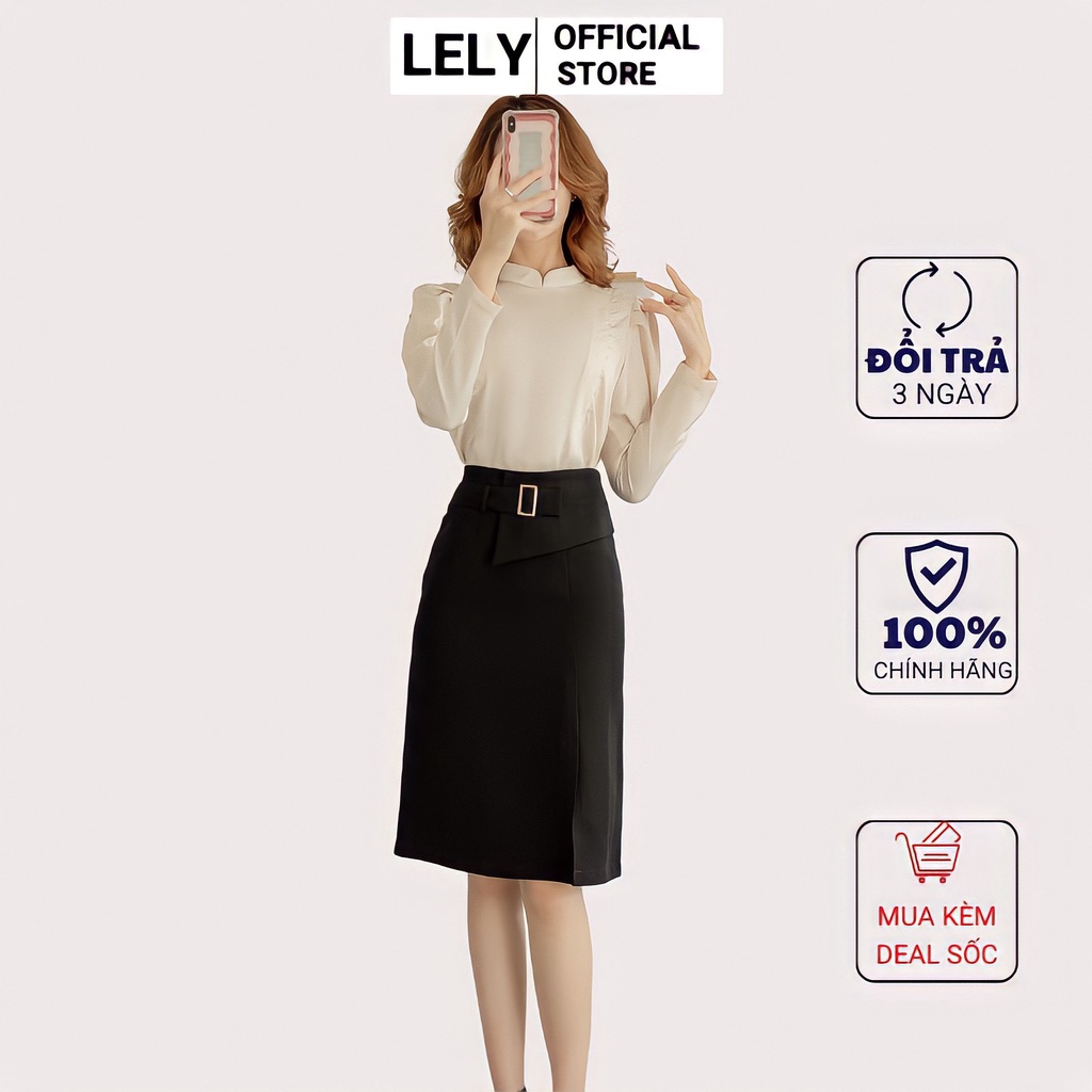 Chân váy chữ A kiểu nữ công sở Lely CV408 màu Đen có đai cạp cao tôn dáng đi làm đi học