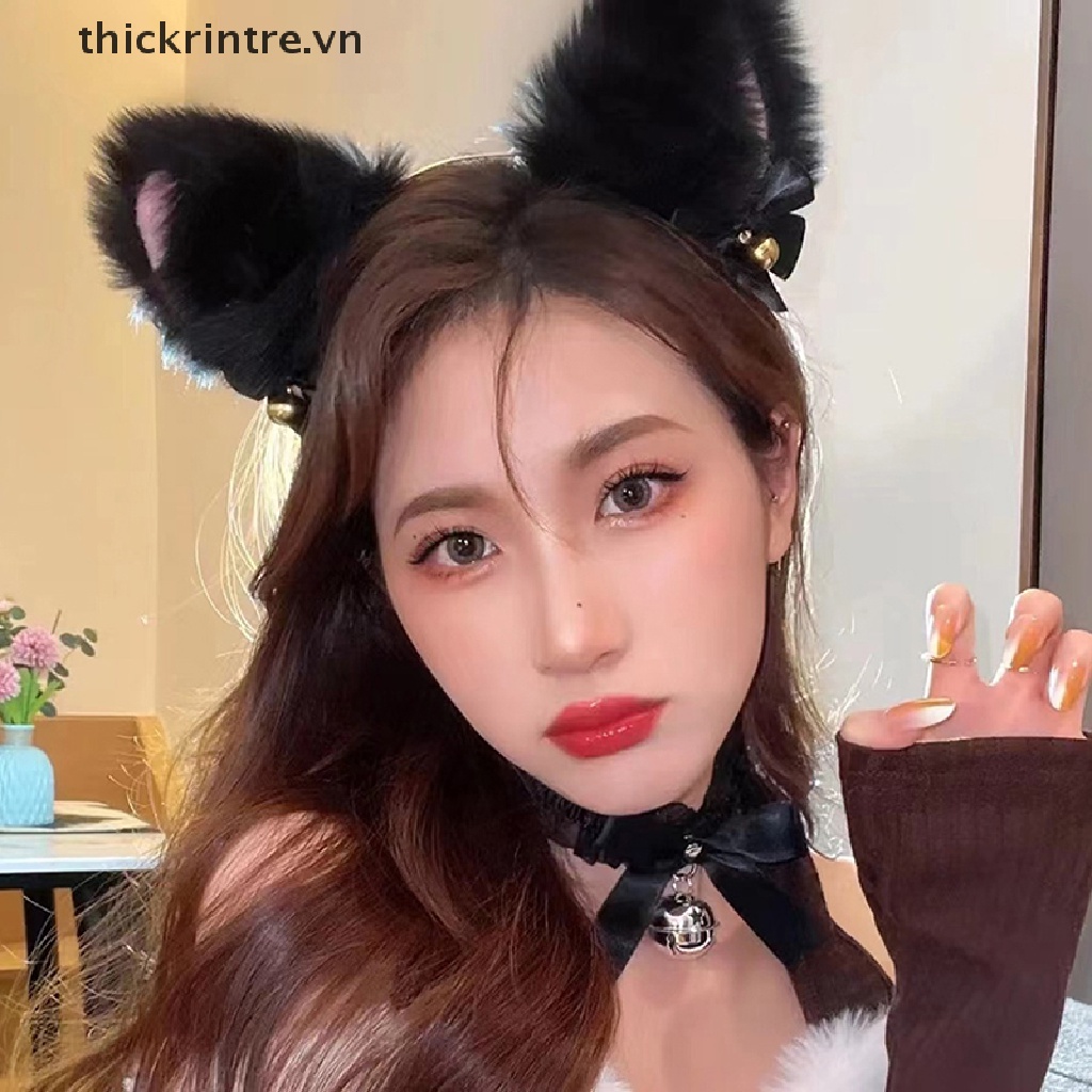 Băng Đô Tai Mèo Đen Phối Ren Phong Cách Gothic Quyến Rũ