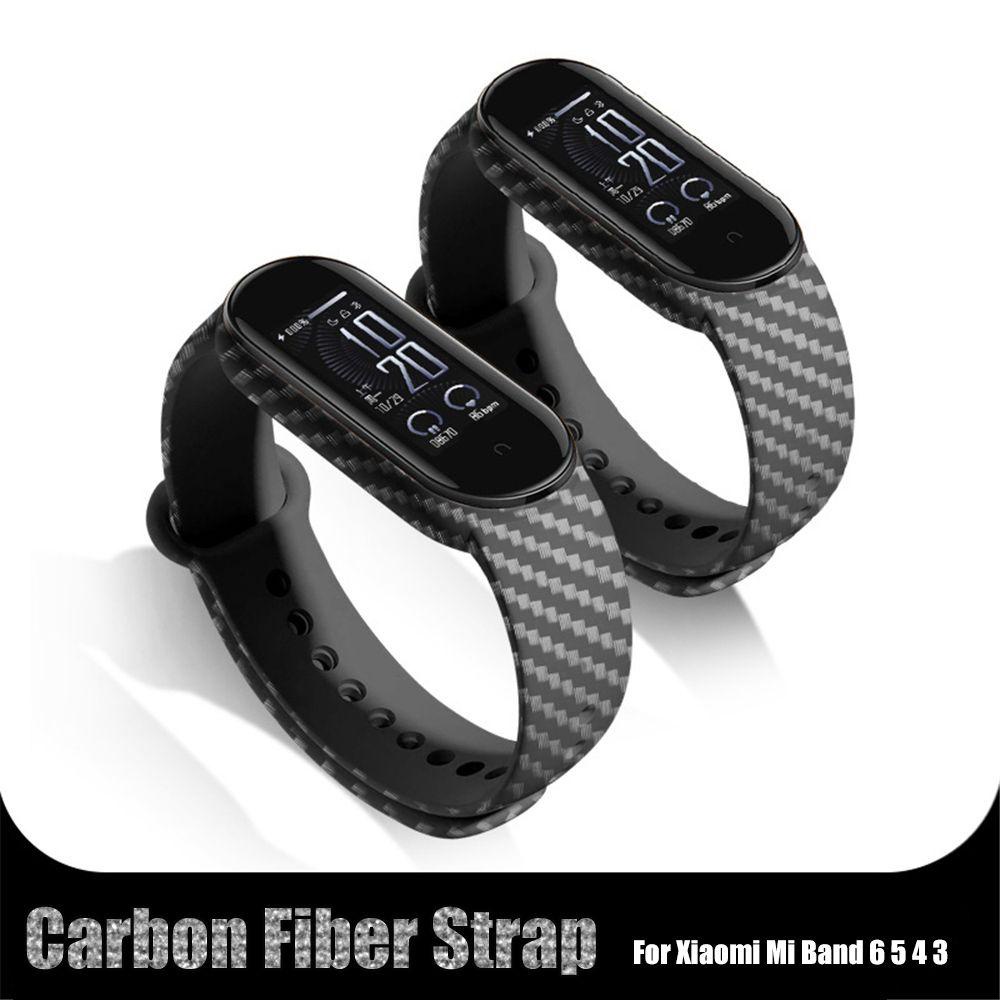 Dây Đeo Thay Thế Bằng Sợi Carbon TPU Cho Xiaomi Mi Band 6 5 4 3