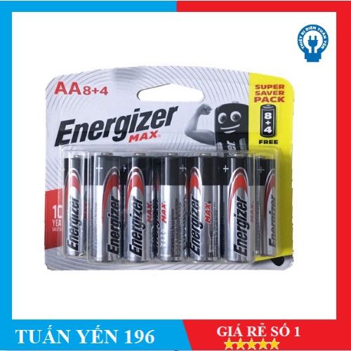 Pin AA, AAA Energizer alkaline vĩ 12 viên chính hãng.