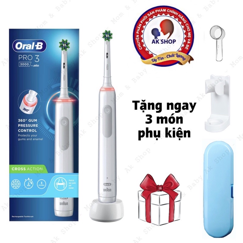 Bàn chải điện Pro 3 3000 Oral- b Pureclean hàng chính hãng Pháp (hàng có bill)