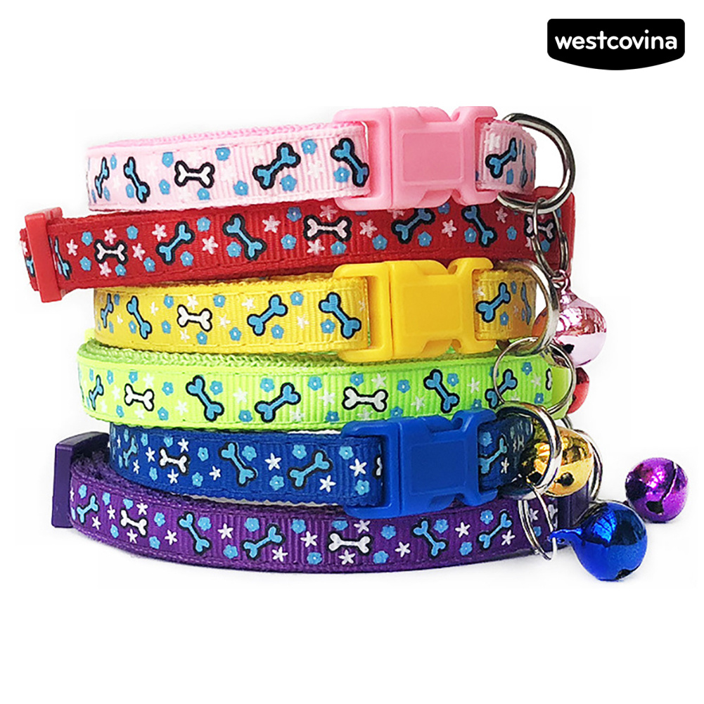 Vòng Cổ Có Chuông In Họa Tiết Xương Cho Thú Cưng