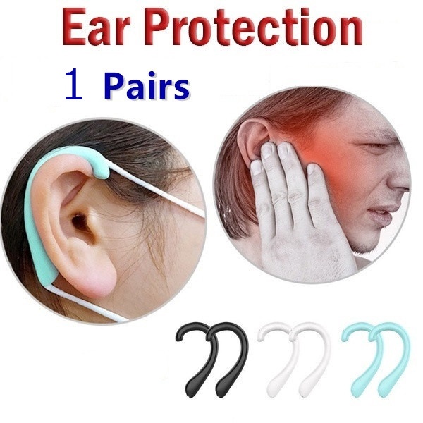 1 Cặp Dây Đeo Khẩu Trang Silicone Mềm Chống Trượt Có Thể Tái Sử Dụng