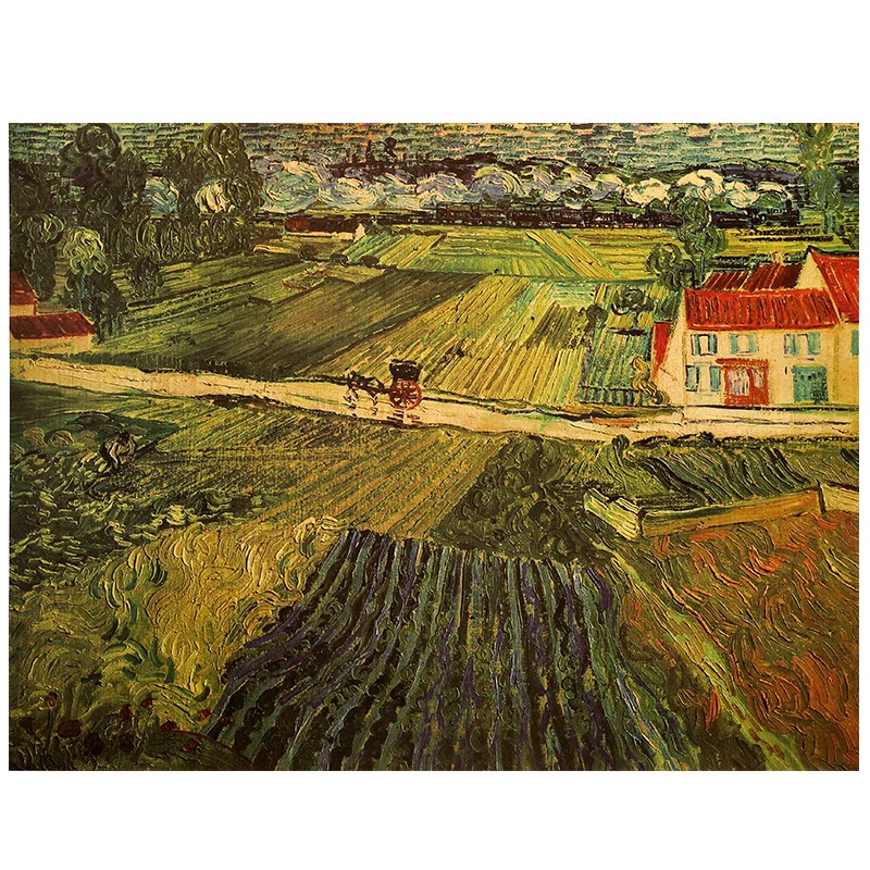 Tranh Vẽ Bằng Giấy kraft Kích Thước 46x35cm Phong Cách Van Gogh Cổ Điển Dùng Để Trang Trí Tường