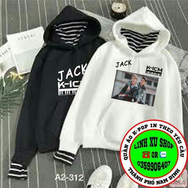 Áo hoodie JACK K-ICM phối cổ kẻ Hàng đủ size In theo yêu cầu