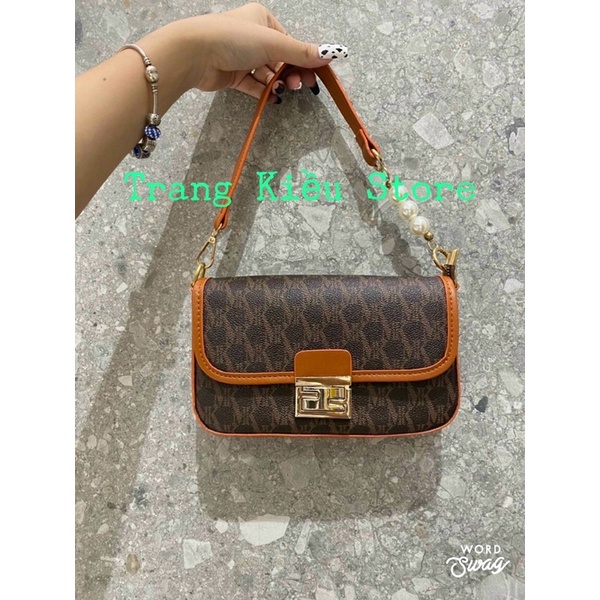 Túi Đeo Vai/ Túi Kẹp Nách thiết kế khoá xoay, đính Ngọc trai cao cấp.