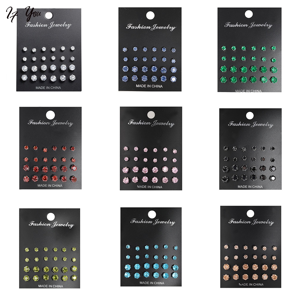 Set 24 khuyên tai AY phong cách Hàn Quốc thời trang cá tính dành cho nữ