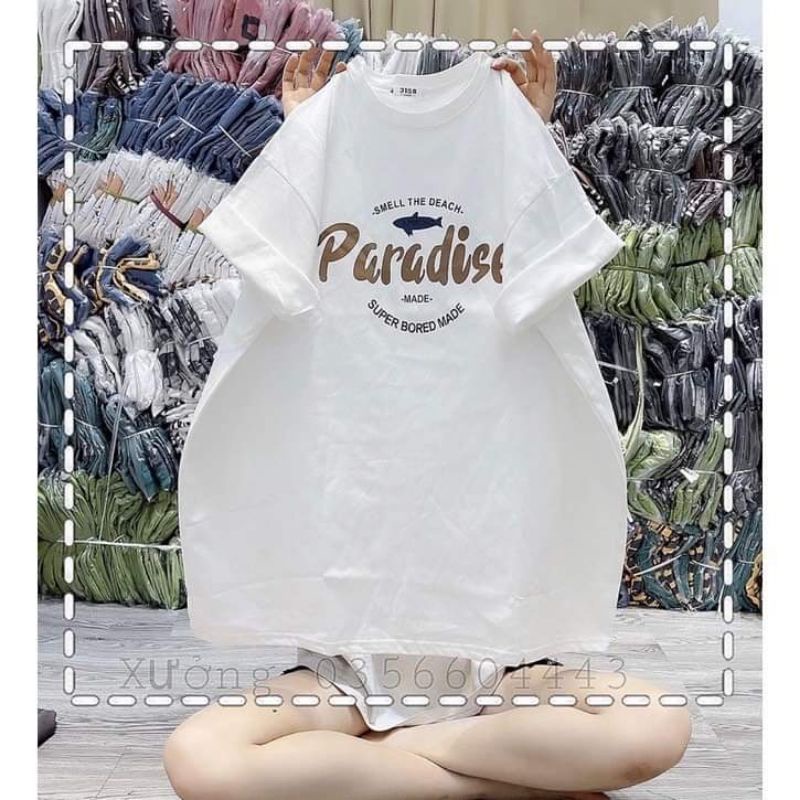 Áo Phông Tay Lỡ Thun 3158 Cotton Khô Form Rộng Unisex Nam Nữ In Hình Paradise