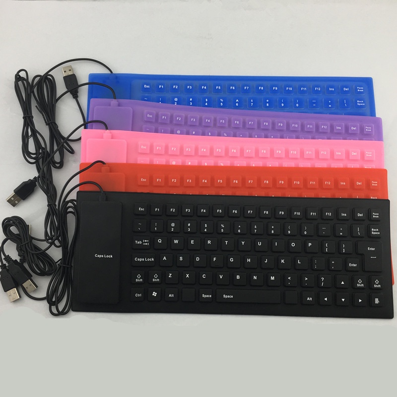 Bàn phím silicon dẻo 85 phím, 109 phím cổng USB chống nước có thể gấp lại cho máy tính PC, Laptop