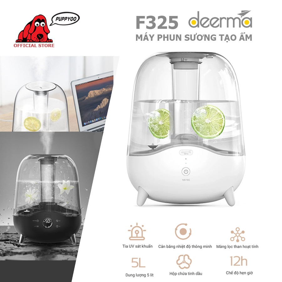 Máy phun sương tạo ẩm không khí Deerma Humidifier F325 dung tích 5L màng lọc Ag+ phun sương nano cấp ẩm cho da