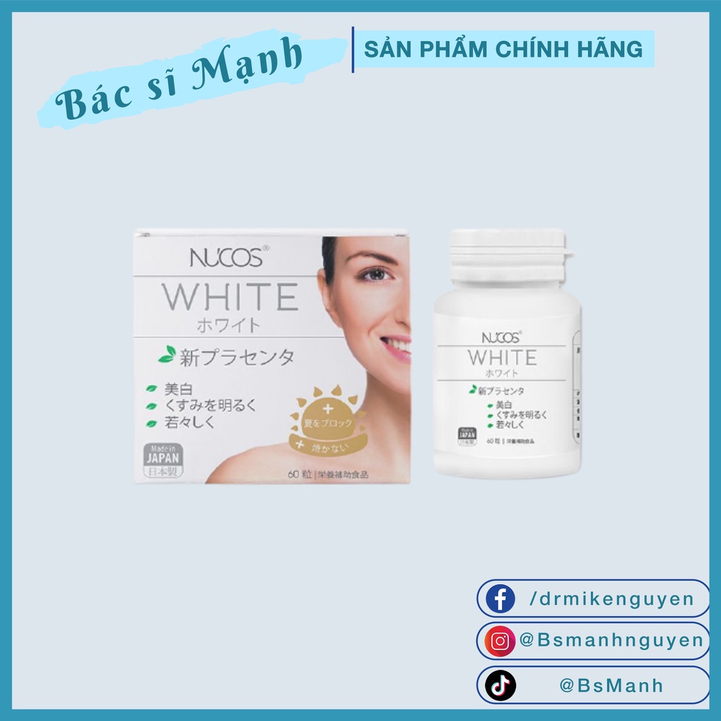 Viên Uống Sáng Da - Chống Nắng NUCOS WHITE (Hộp 60 viên)